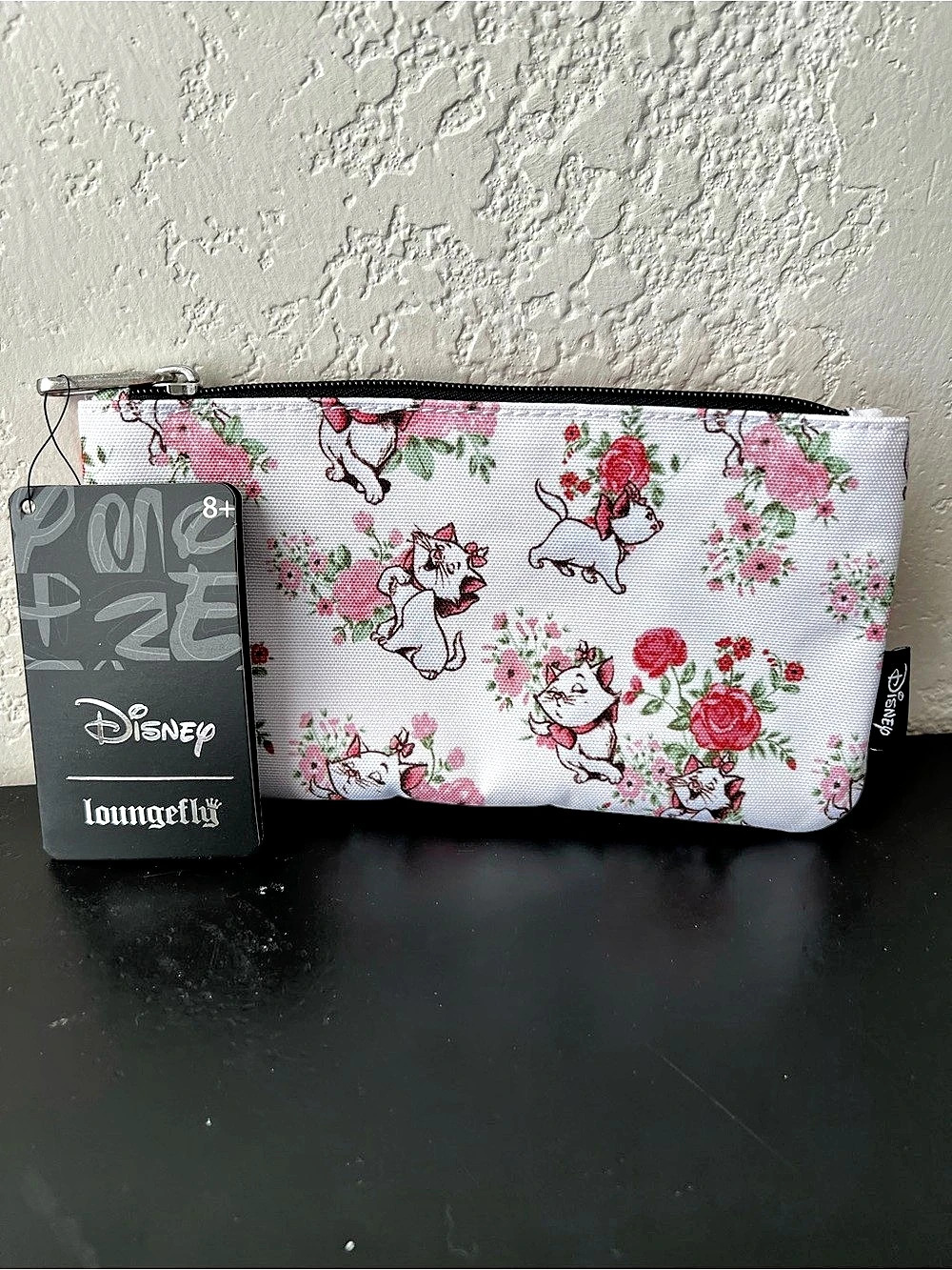 Loungefly Aristocats Marie Floral AOP Pink/White Pencil Case Cosmetic Bag - NWT